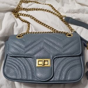 Brand New With Tags Kenzie Tote Small Steel Blue Quilted, Chain Crossbody